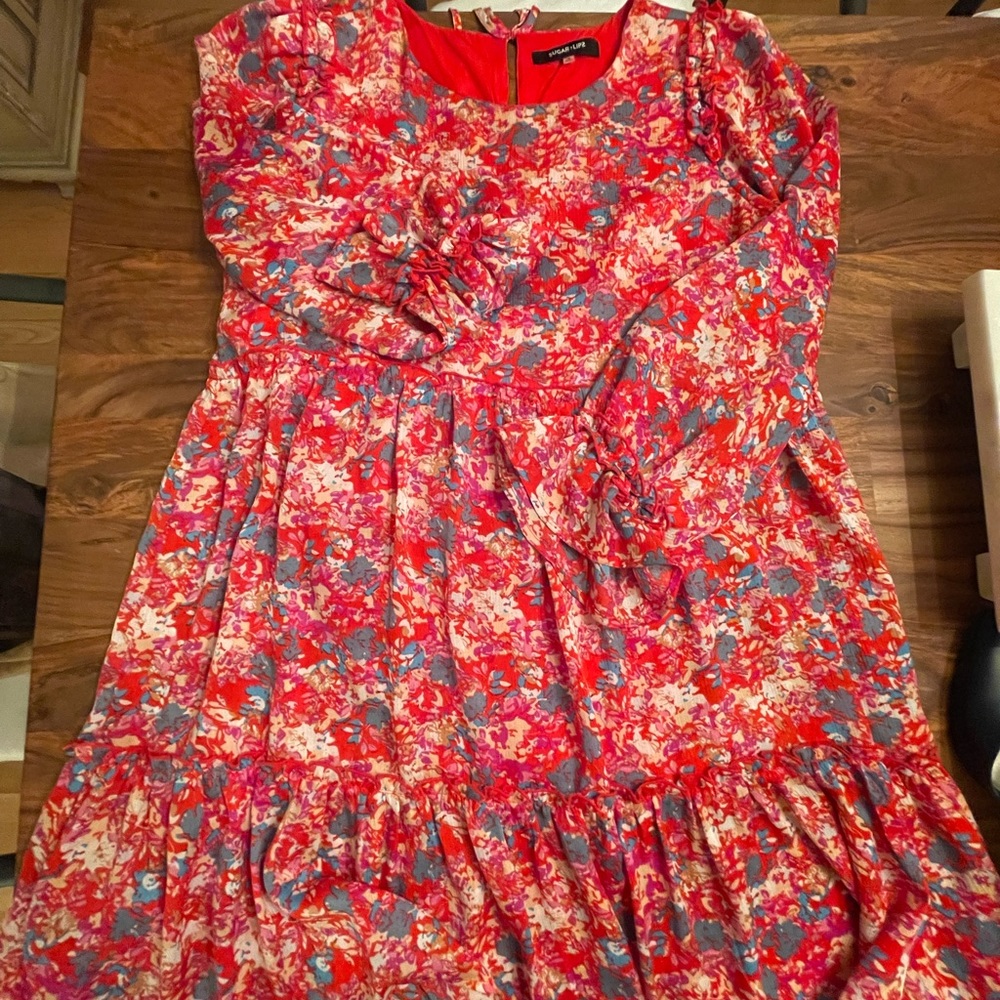 Sugarlips Babydoll Swing Dress Ruffle bottom Scoop Neck and Tie Back. Size L. - Picture 10 of 10